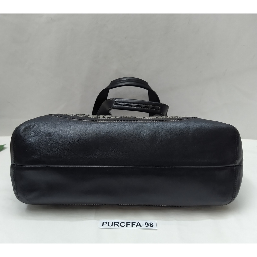 Coach Signature Black Canvas Leather Trim Double Handles Tote Bag - Picture 7 of 16